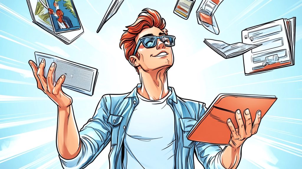 A man juggles different digital product marketplaces. Where to sell digital products